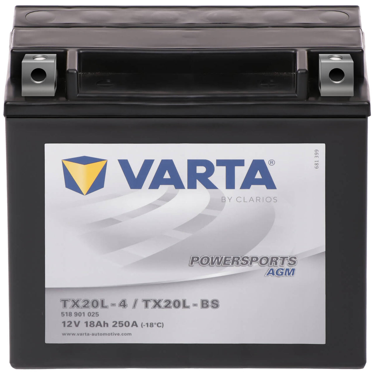 Motorradbatterie Varta Powersports AGM YTX20L-BS 518901 12V 18Ah Seite links