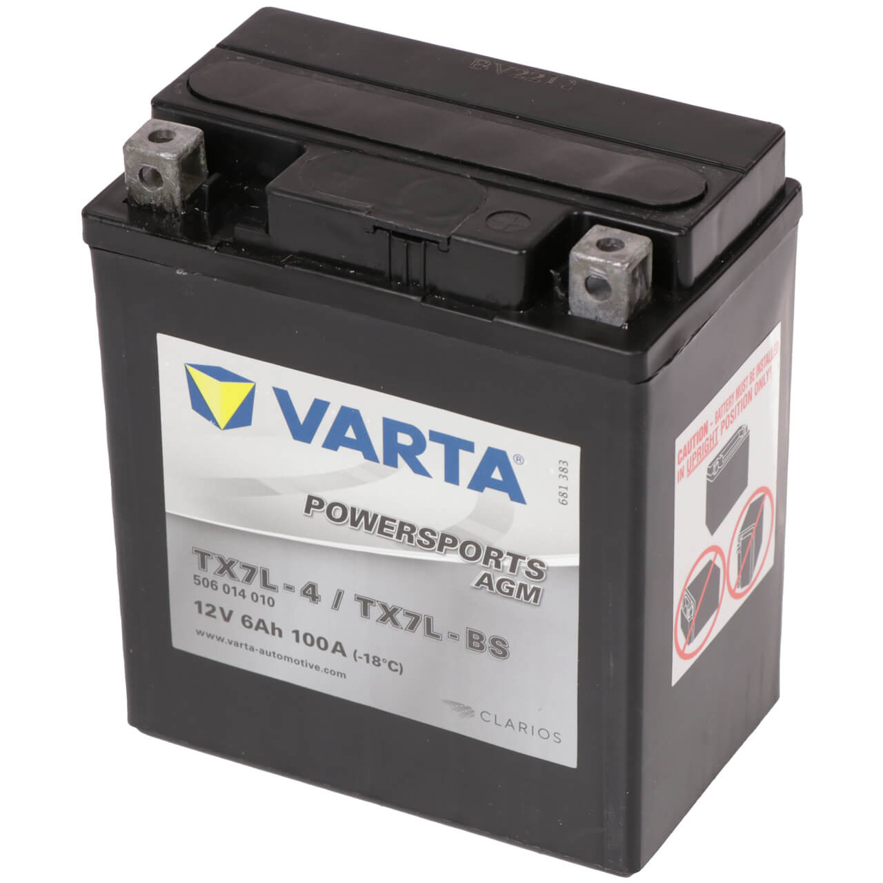 Motorradbatterie Varta Powersports AGM YTX7L-BS 50614 12V 6Ah Seite rechts