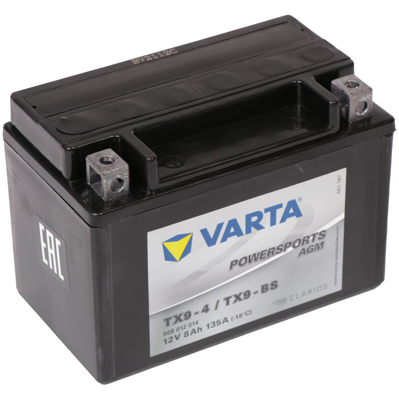 Motorradbatterie Varta Powersports AGM YTX9-BS 50812 12V 8Ah Seite links