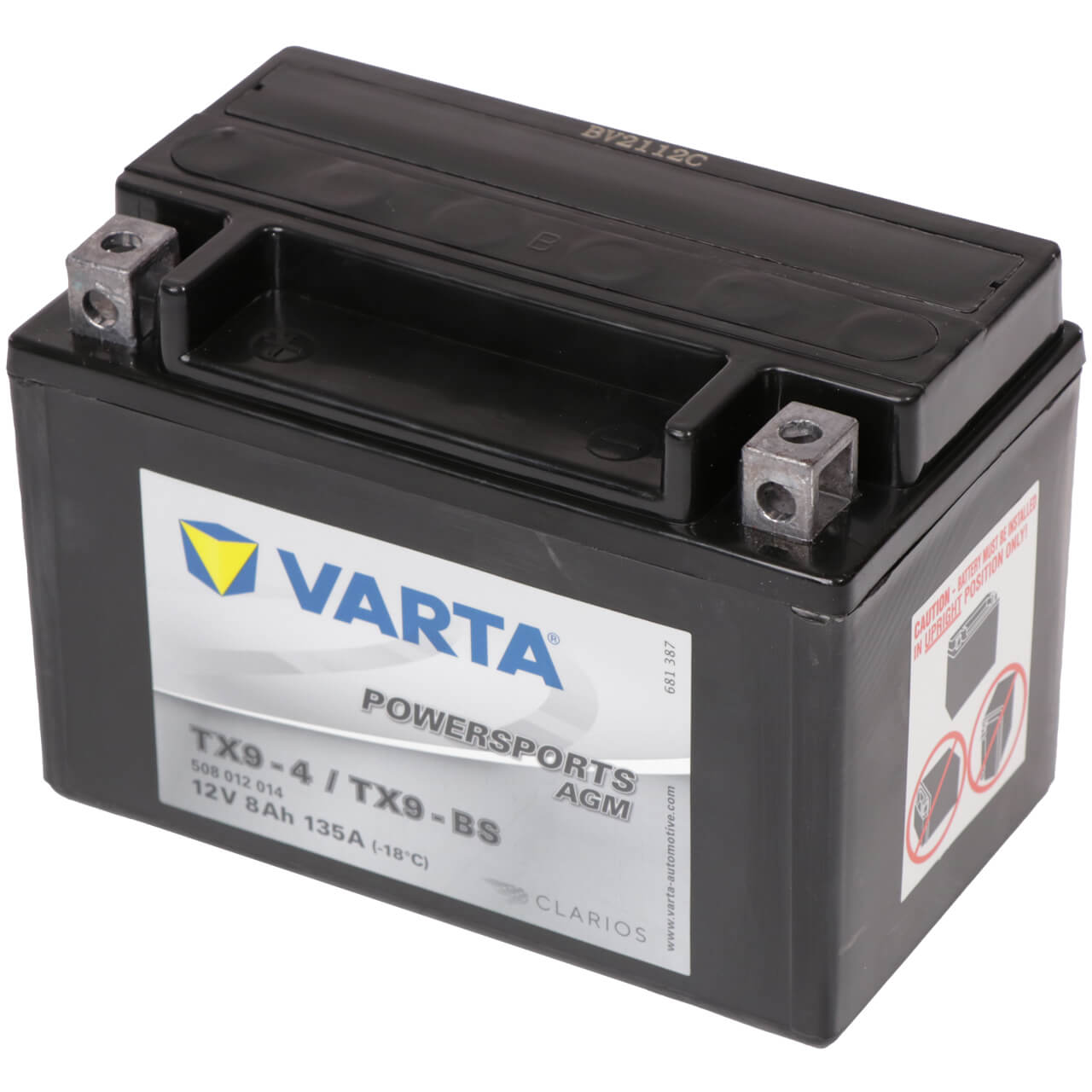 Motorradbatterie Varta Powersports AGM YTX9-BS 50812 12V 8Ah Seite rechts