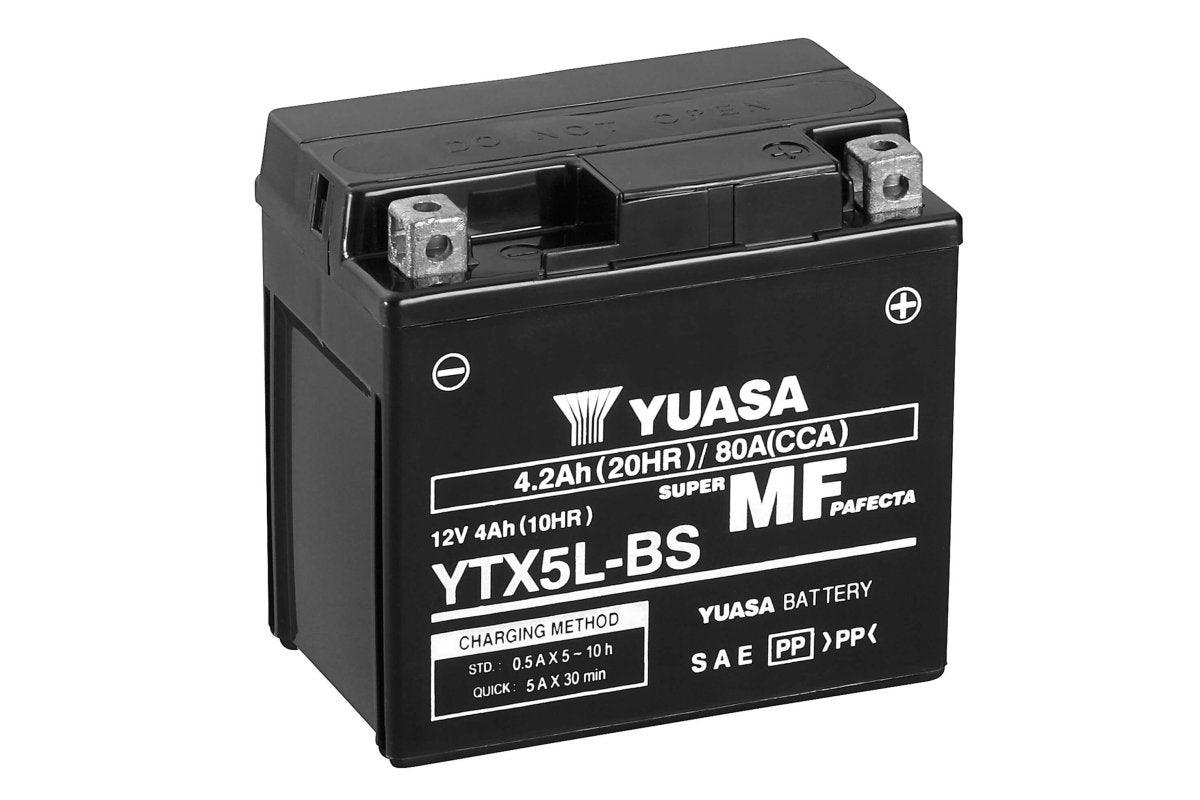 AGM Motorradbatterie YUASA Super MF YTX5L-BS 50412 12V 4Ah Front