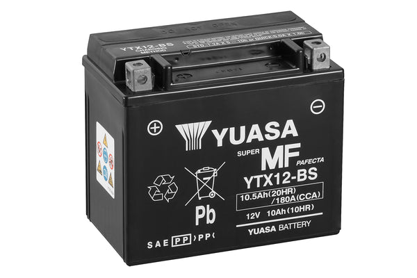 YUASA MF YTX12-BS AGM 12V 10Ah 180A/EN Motorradbatterie