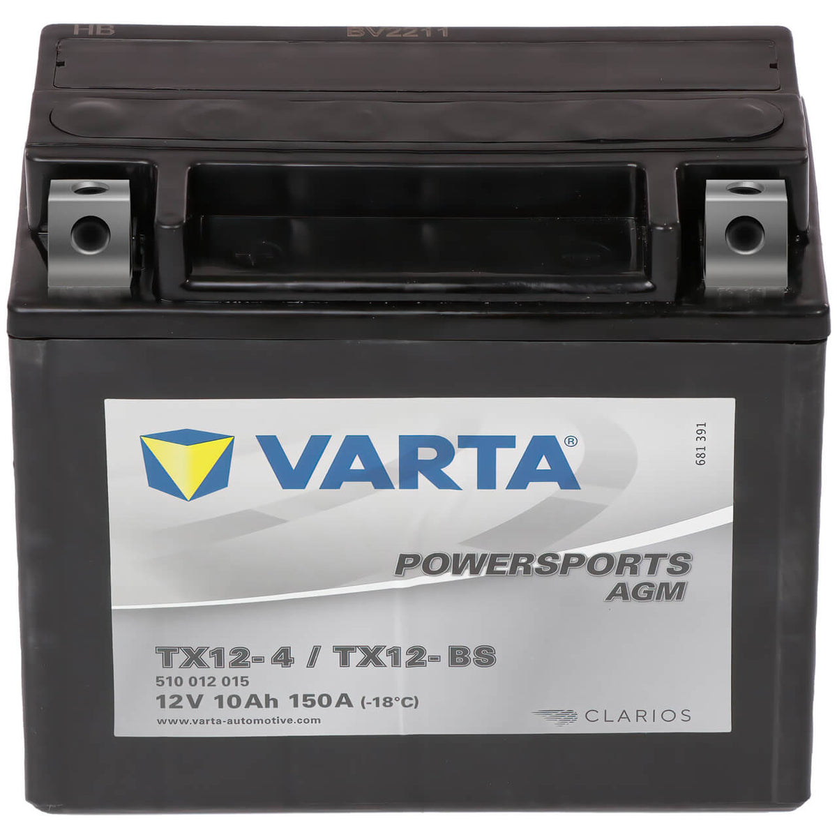 Motorradbatterie Varta Powersports YTX12-BS 51012 12V 10Ah Front