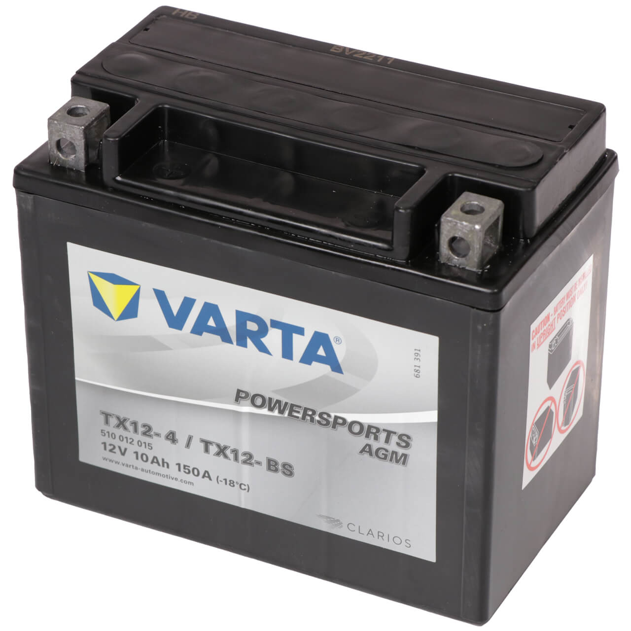 Motorradbatterie Varta Powersports YTX12-BS 51012 12V 10Ah Seite rechts