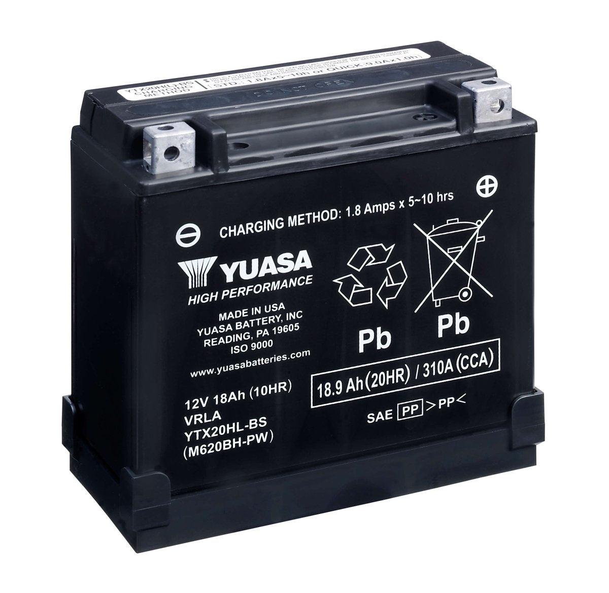 AGM Motorradbatterie YUASA YTX20HL-BS 12V 18Ah Front