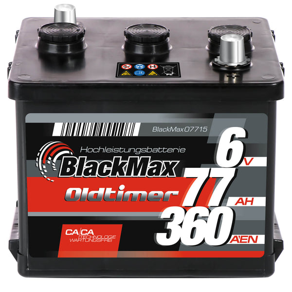 BlackMax07715 6V 77Ah 360A/EN gefüllt Autobatterie