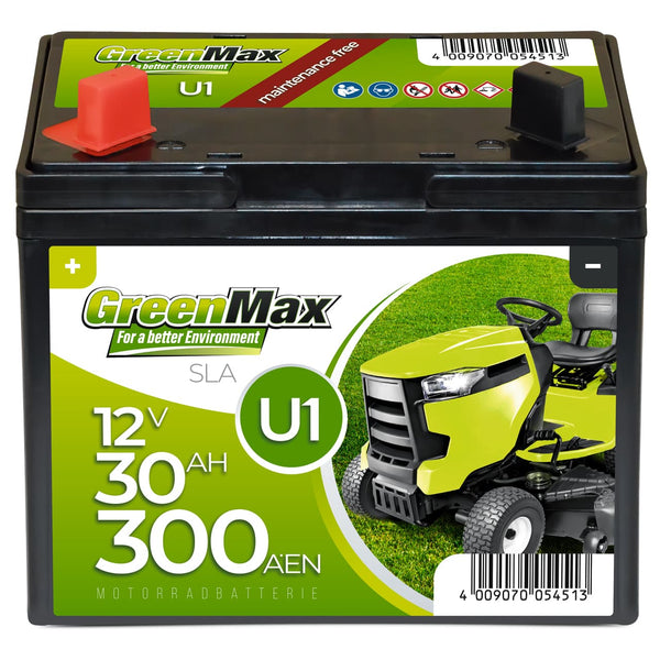 GreenMax U1 12V 30Ah 300A/EN Rasentraktor Batterie