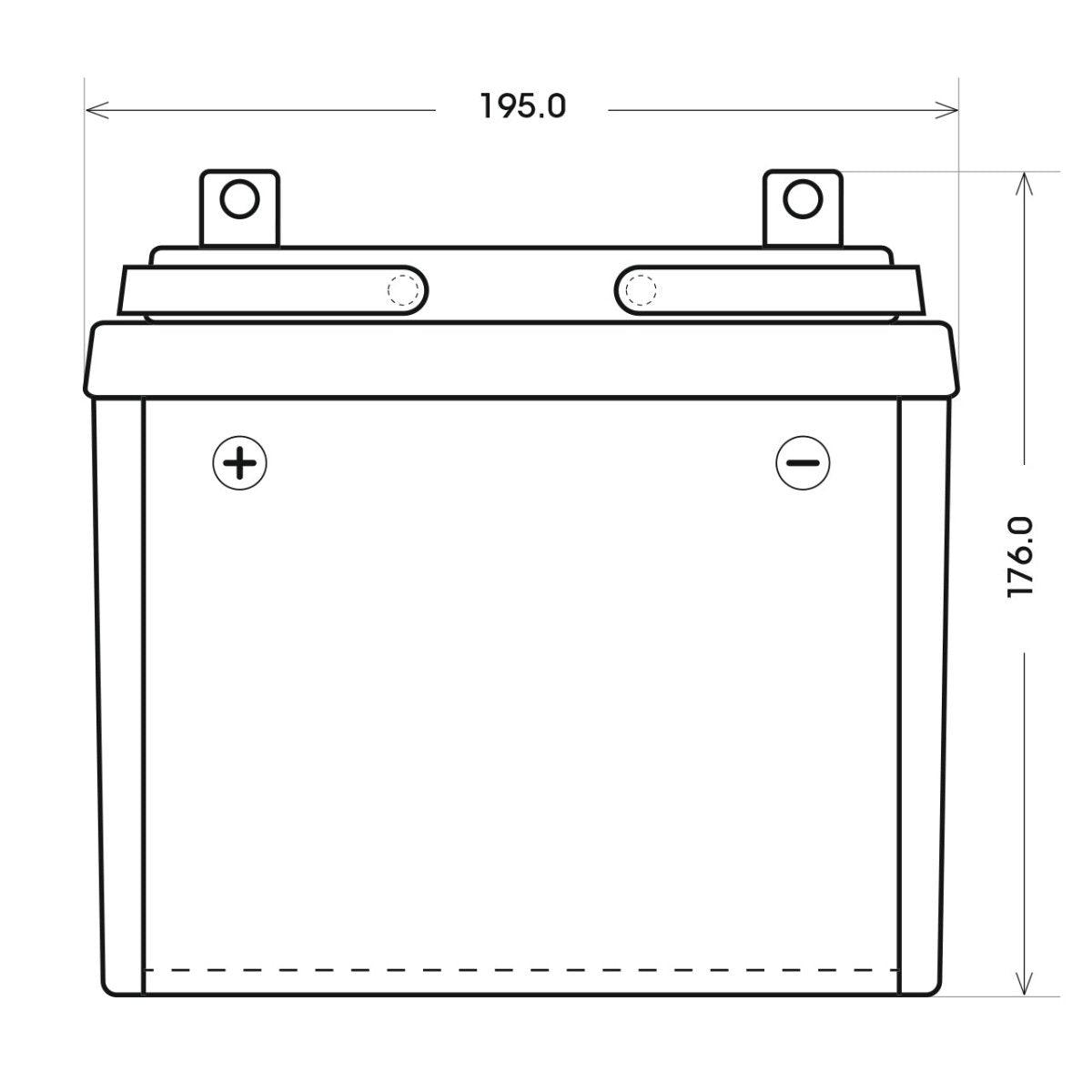 Rasentraktor Batterie GreenMax U1 12V 30Ah technische Zeichnung Front