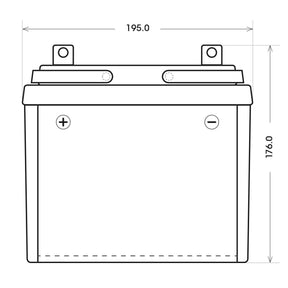 Rasentraktor Batterie GreenMax U1 12V 30Ah technische Zeichnung Front