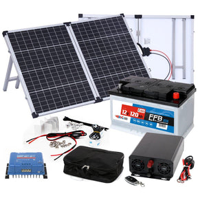 BIG Power Grid Solaranlage 12V 600W Inverter + faltbares 100W Panel Monokristallin + Victron Smart Solar MPPT 100/30