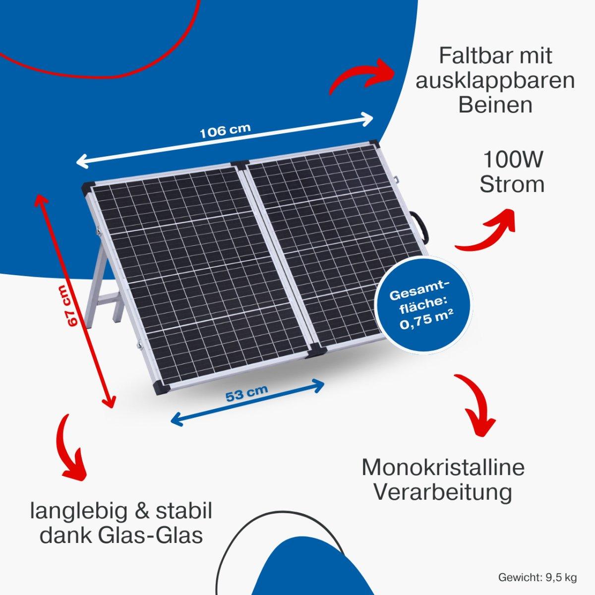 BIG Power Grid Solaranlage 12V 600W Inverter + faltbares 100W Panel Monokristallin + Victron Smart Solar MPPT 100/30