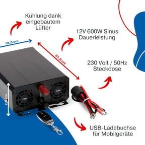 BIG Power Grid Solaranlage 12V 600W Inverter + faltbares 100W Panel Monokristallin + Victron Smart Solar MPPT 100/30