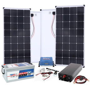 BIG Power Grid Solaranlage 12V 1500W Inverter + 2x 170W Panel Monokristallin + Victron Smart Solar MPPT 100/30