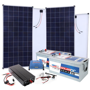 BIG Power Grid Solaranlage 24V 3000W Inverter + 2x 360W Panel Polykristallin + Victron Smart Solar MPPT 100/30