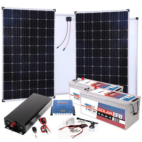 BIG Power Grid Solaranlage 24V 2000W Inverter + 2x 300W Panel Monokristallin + Victron Smart Solar MPPT 100/30