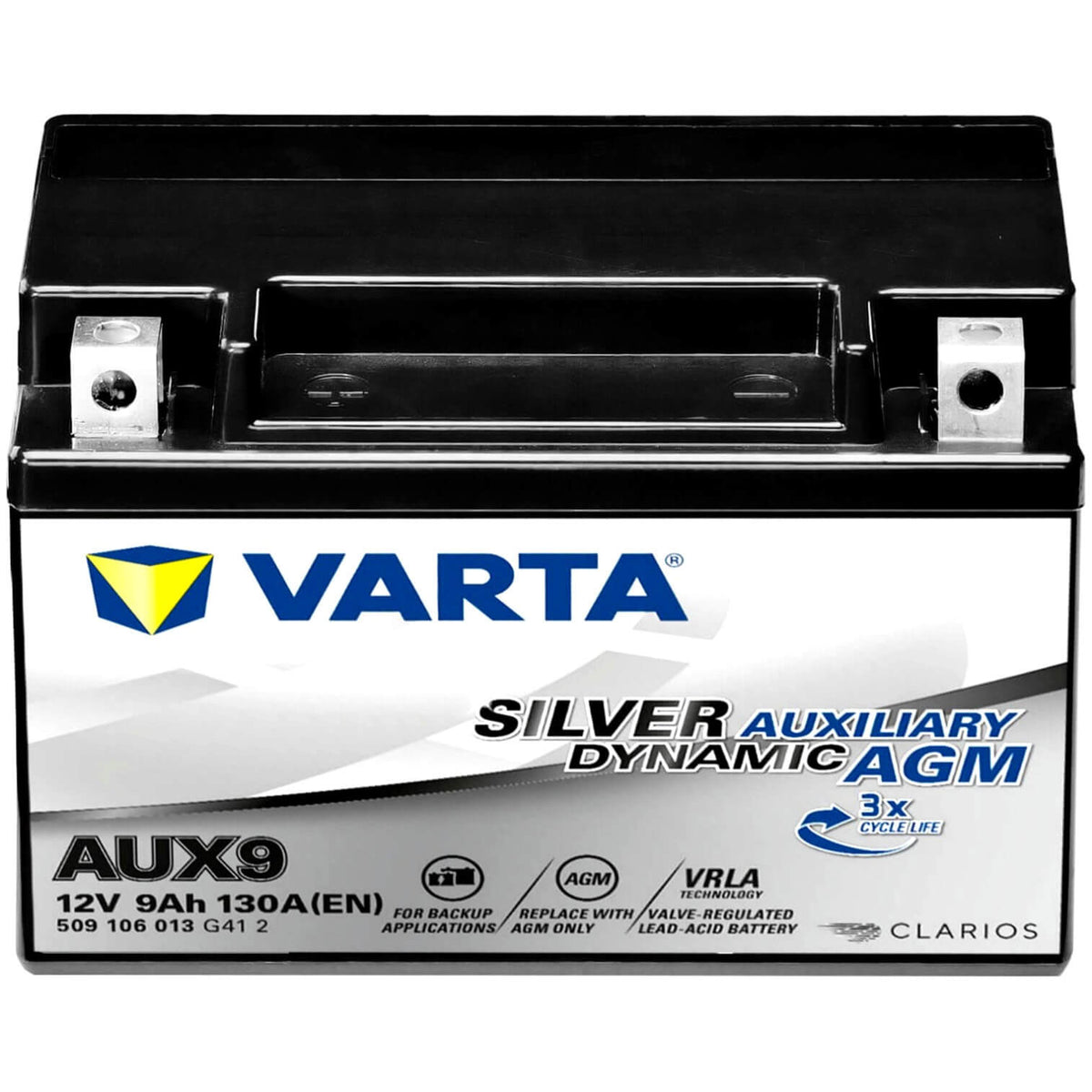 Varta AUX9 Silver Auxiliary AGM 12V 9Ah Stützbatterie Volvo 31296300