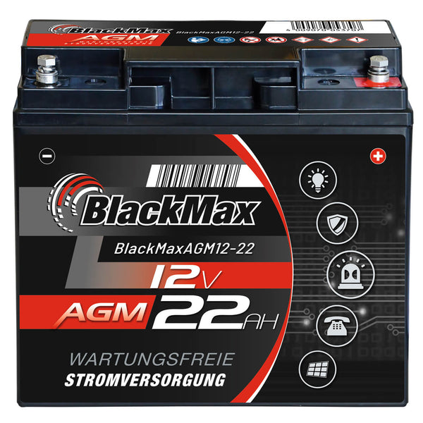 BlackMax AGM 12V 22Ah USV Batterie