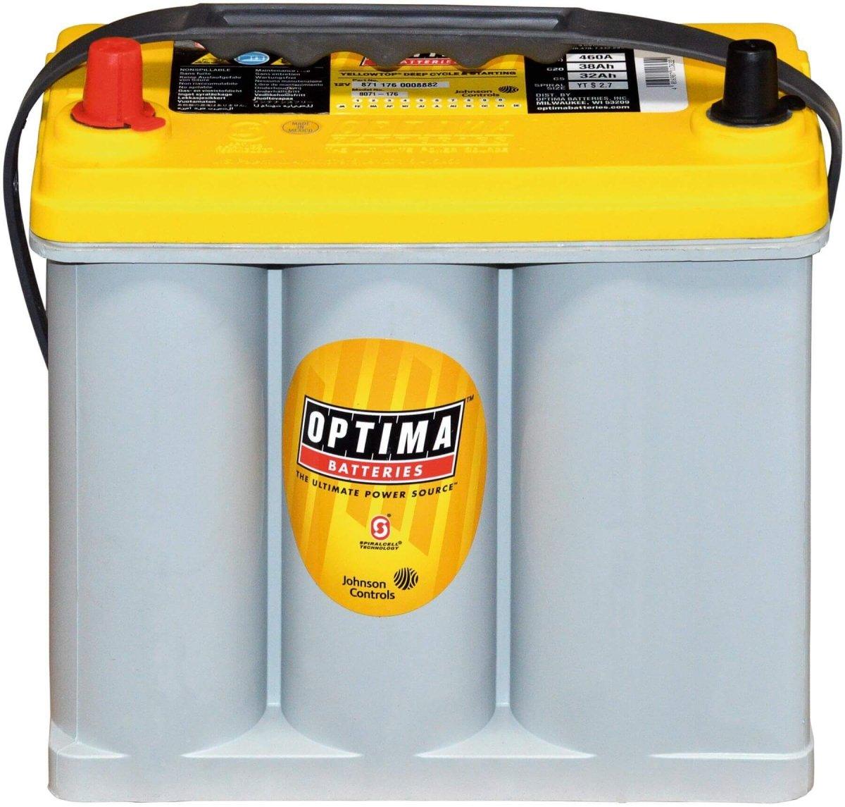 Starter- und Versorgerbatterie Optima Yellow Top AGM YTS2.7 12V 38Ah Front