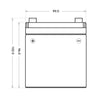 Versorgerbatterie BLUEMAX Fishermans Energy AGM 12V 12Ah technische Zeichnung Seite