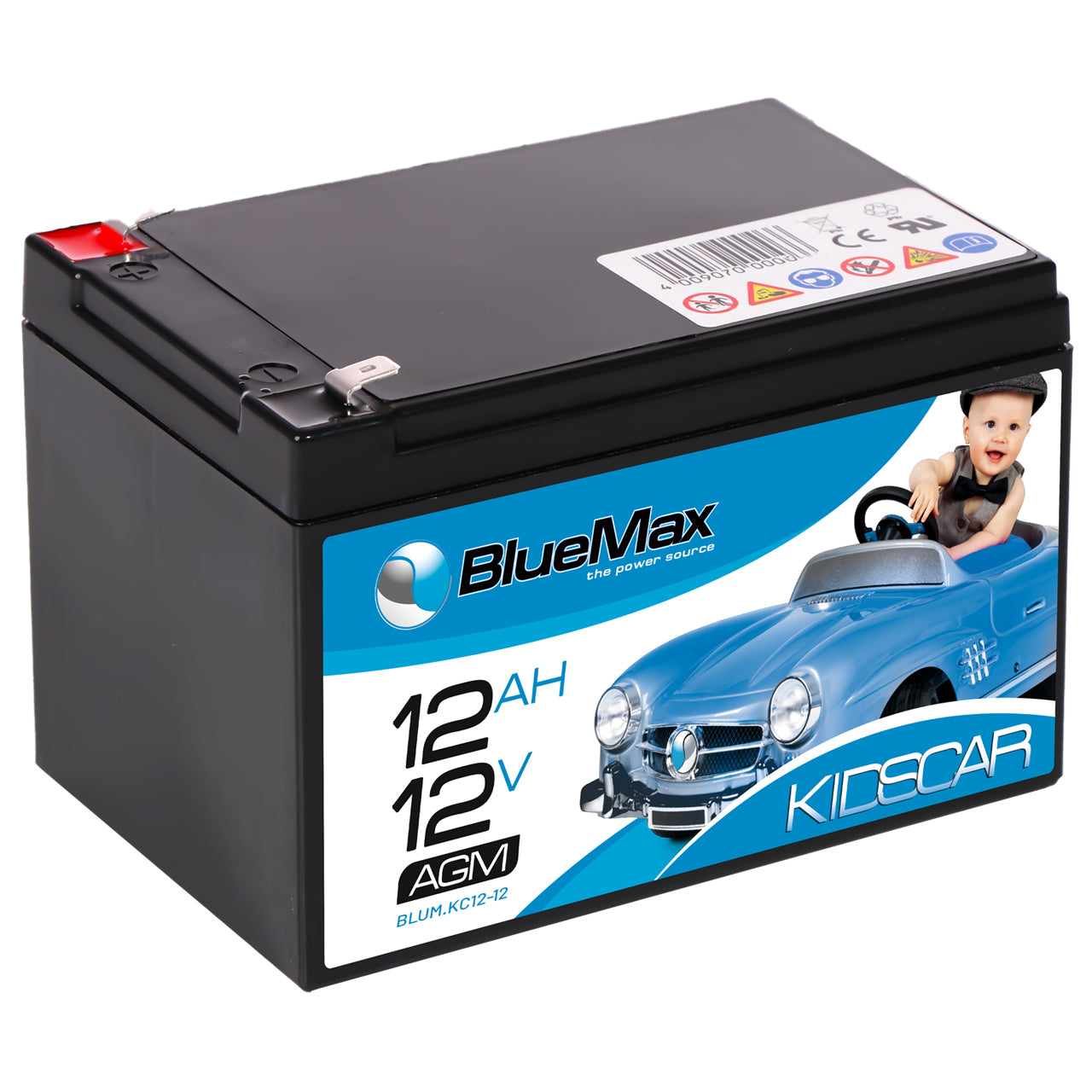 BlueMax KidsCar Power AGM 12V 12Ah, Bleiakku für Elektroauto
