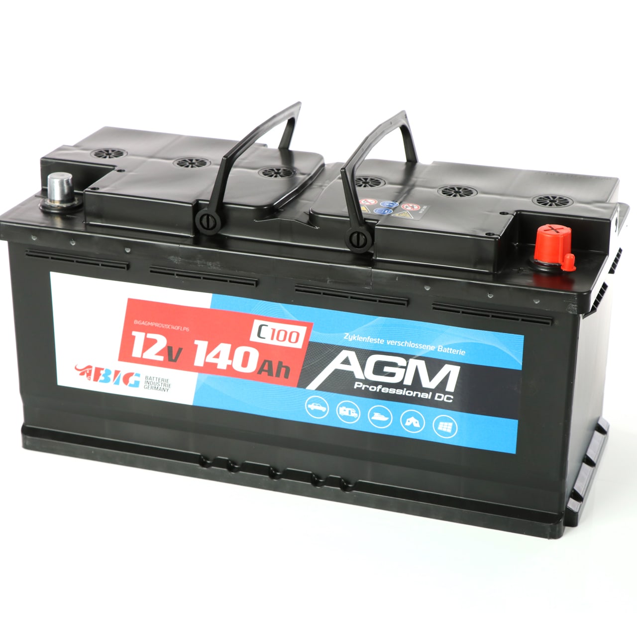 BIG Versorgungsbatterie AGM 12V 140Ah für Freizeit und Hobby