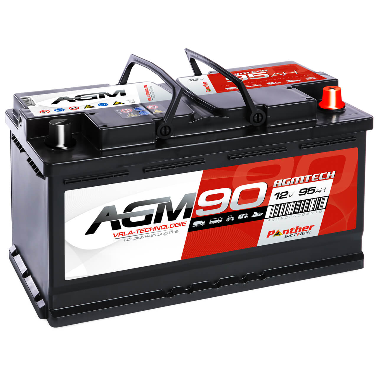 Versorgerbatterie Panther AGM 12V 95Ah Seite links
